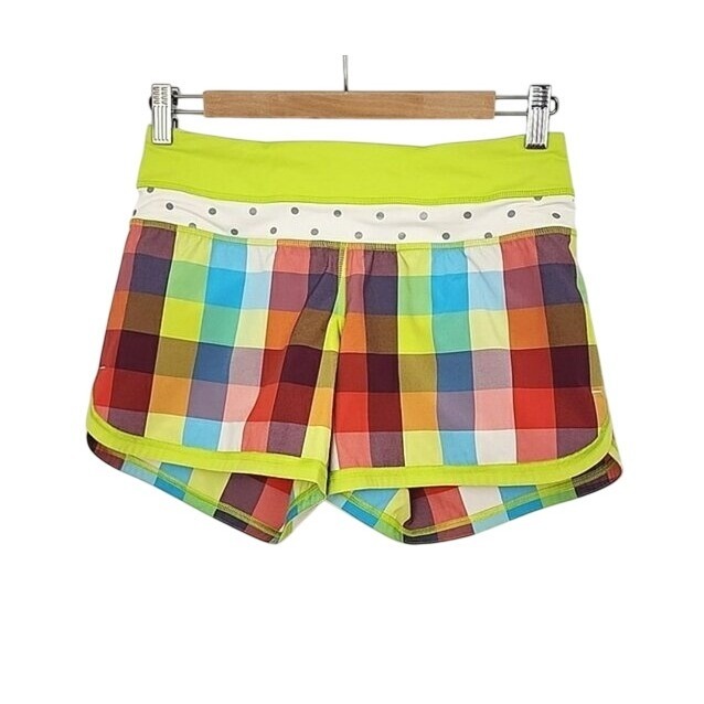 Lululemon Special Edition Seawheeze Multi Lime Blue Plaid Short 4.5" Inseam 4